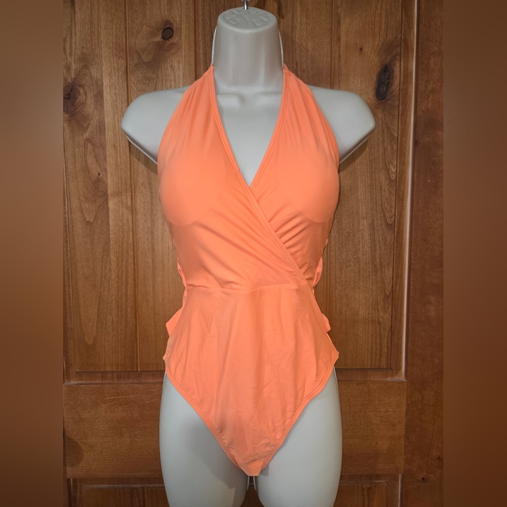 Grace Karin Vibrant Orange Swimsuit With Buckle Detail‎